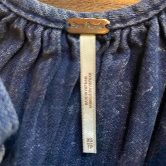 Free People Convertible Ruffle Hem Denim Jumper Dress - Picture 4 of 7